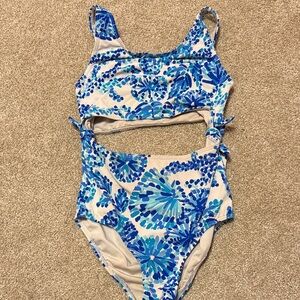 Girls Lilly Pulitzer Blue Floral Two-Piece Swim Set